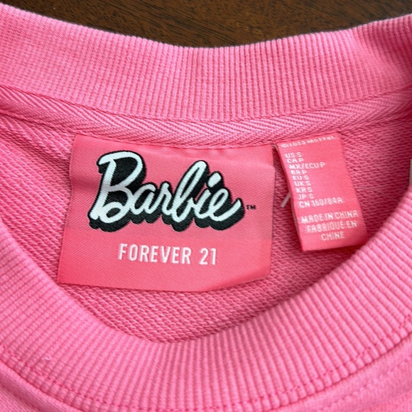 NWT Barbie Forever 21 Pink Cropped Sweatshirt - Picture 3 of 8